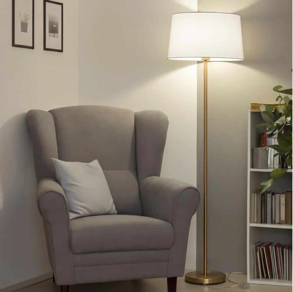 Brilagi - Lampă LED de podea CERIA 1xE27/20W/230V Ø 45 cm alb/auriu