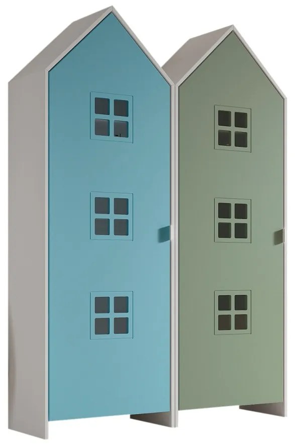 Set 2 dulapuri pentru copii Casami Bruges tip căsuță de plajă – Blue Ballet și Entangled Green – Vipack