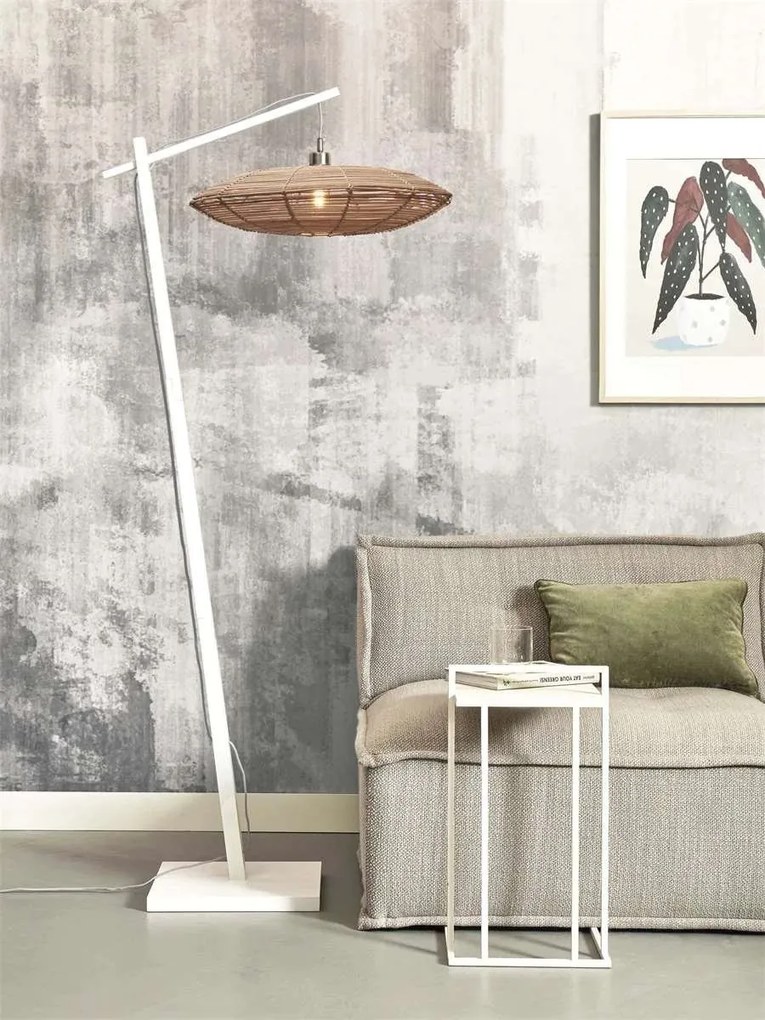 Lampadar eco din bambus cu ratan Tanami L white/disc, nat