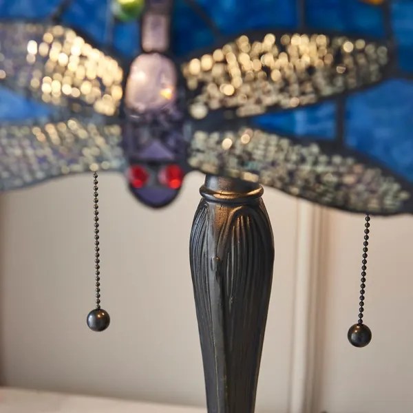 Endon 64089 - Lampă de masă Tiffany DRAGONFLY, 2xE27/60W/230V, Ø 41 cm