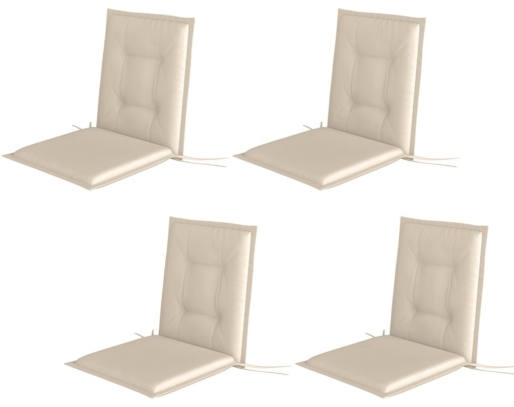 Outsunny Set 4 perne de scaun 108 x 50 x 5 cm cu curele, pernă de șezut pentru interior și exterior, Bej | Aosom Romania