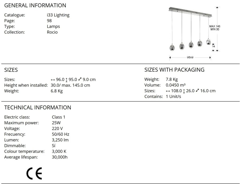 LUSTRA LED dimabila cu 5 pendule Rocio, crom SV-783618