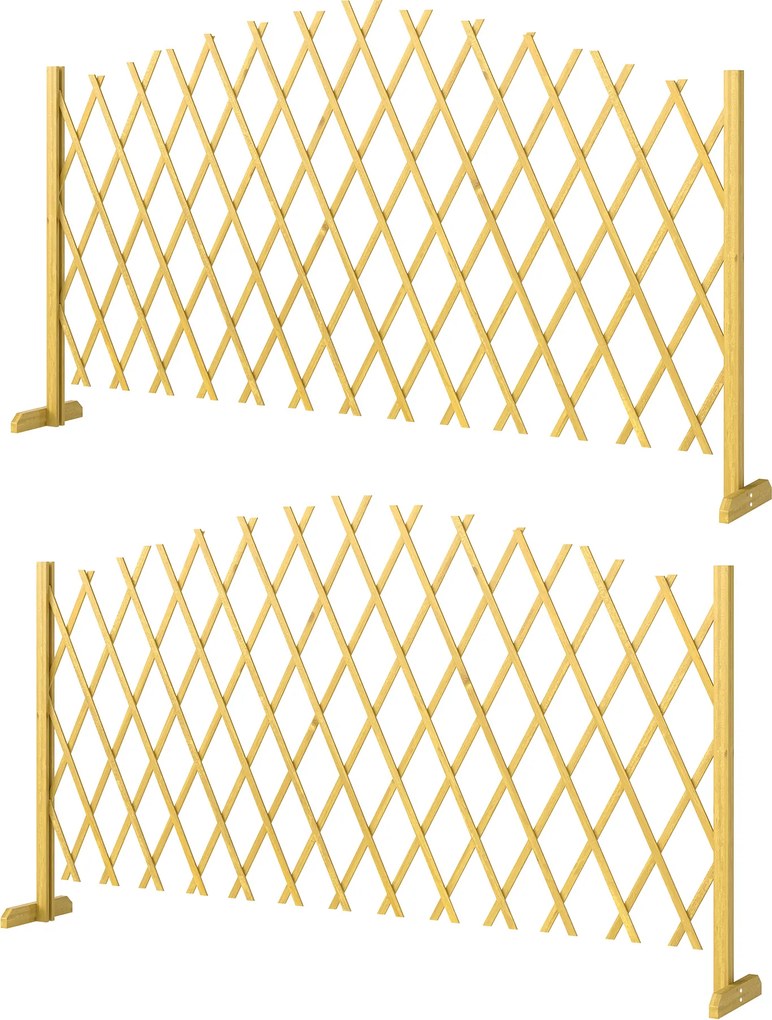 Outsunny Set de 2 panouri extensibile de gard pentru grădină exterioară din lemn pentru decor terasă 180x30x103 cm Natural | Aosom Romania