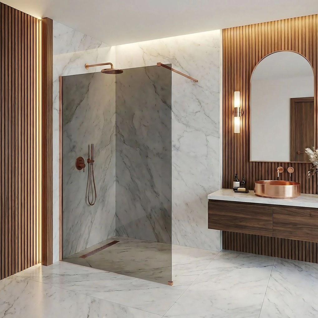 Paravan de dus Rea Flexi Grey / Brush Copper 140