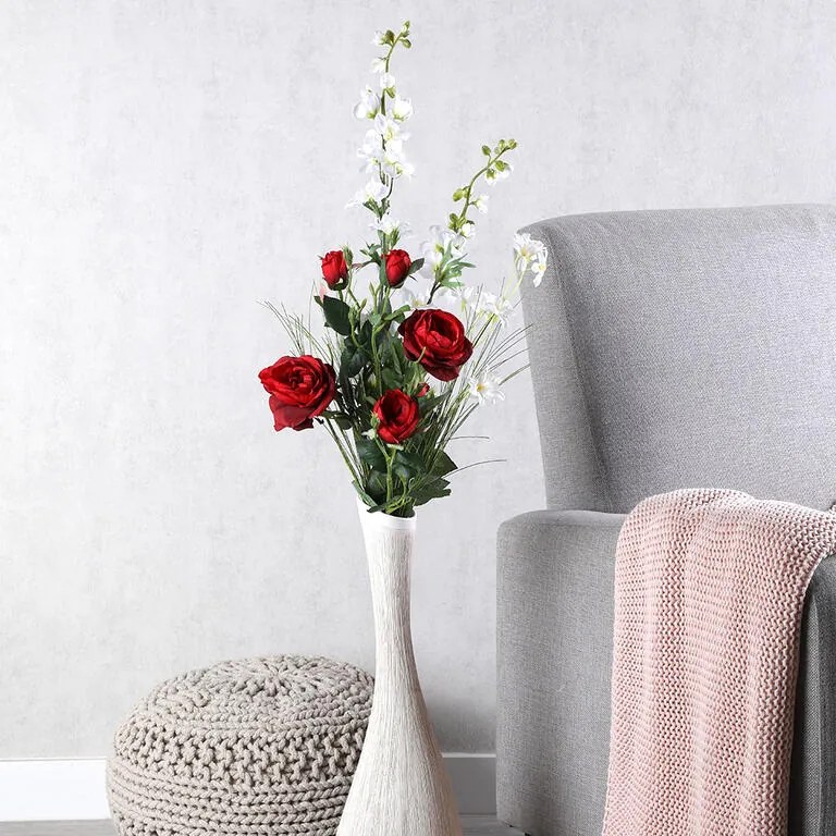 Buchet DELPHINIUM, TRANDAFIRI, FLORI DE CÂMP 95 cm