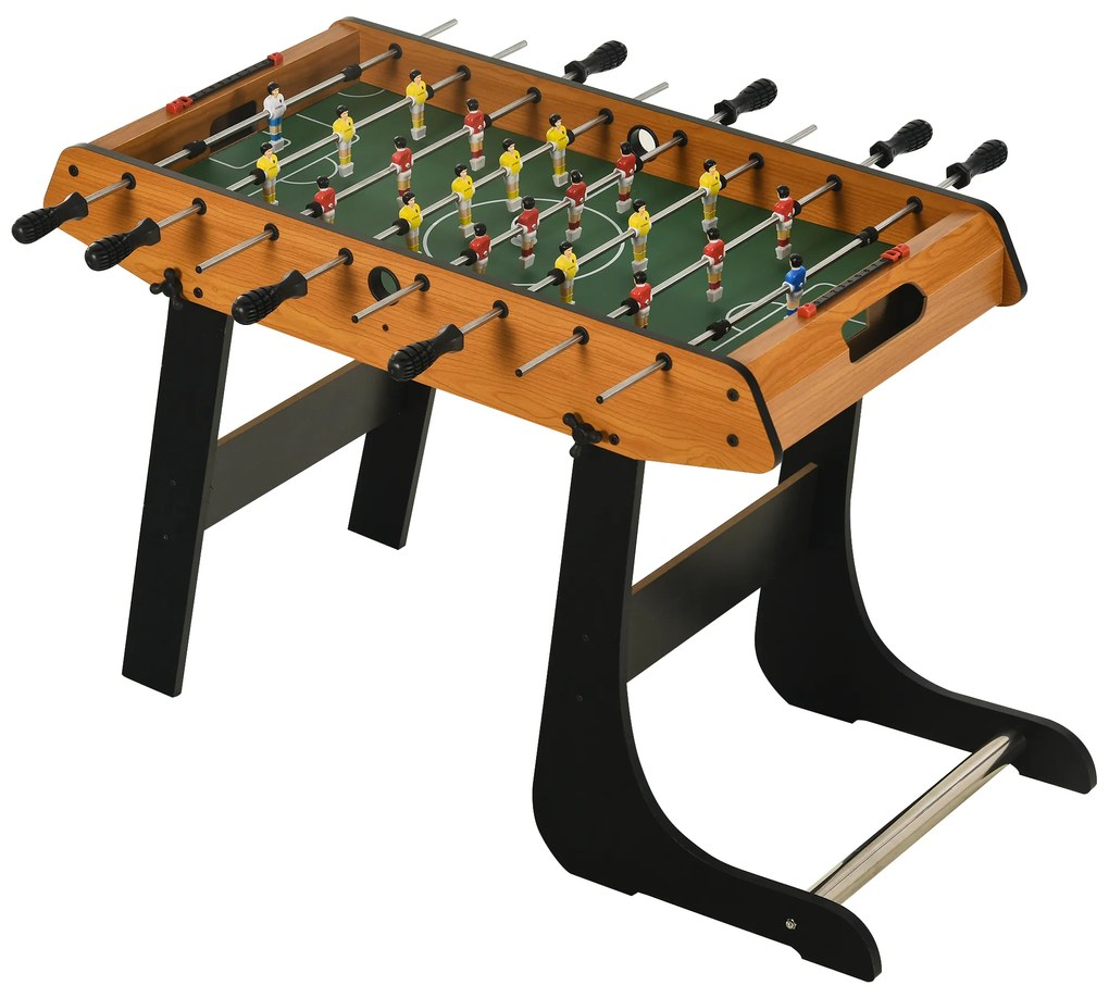 HOMCOM Masă de baby-foot pliabilă din MDF, 2 mingi incluse, ideală pentru joacă acasă, design lemn/negru, 98x42x62 cm | Aosom Romania