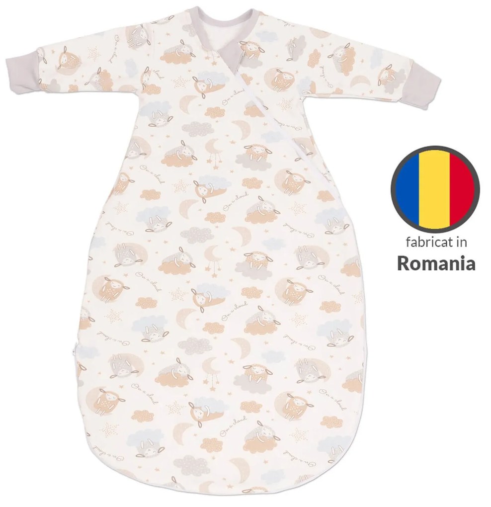 Sac de dormit cu maneci din bumbac flausat Kidizi On a Cloud Pastel, 12-18  luni,  1 tog