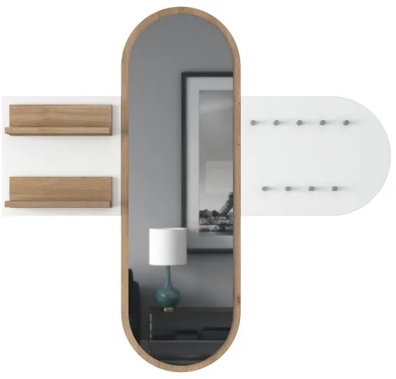 Oglindă de perete RANI 125x120 cm alb/maro