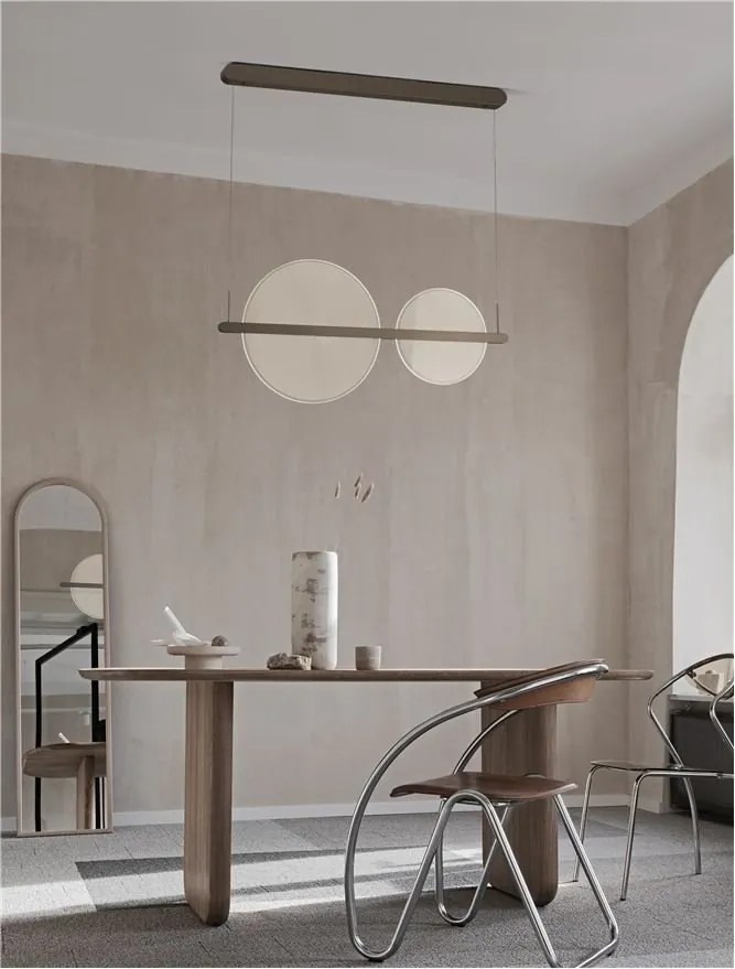 Lustra LED suspendata design modern Noah maro cafeniu