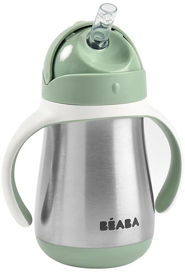 Cană termoizolată cu pai Beaba 250 ml verde