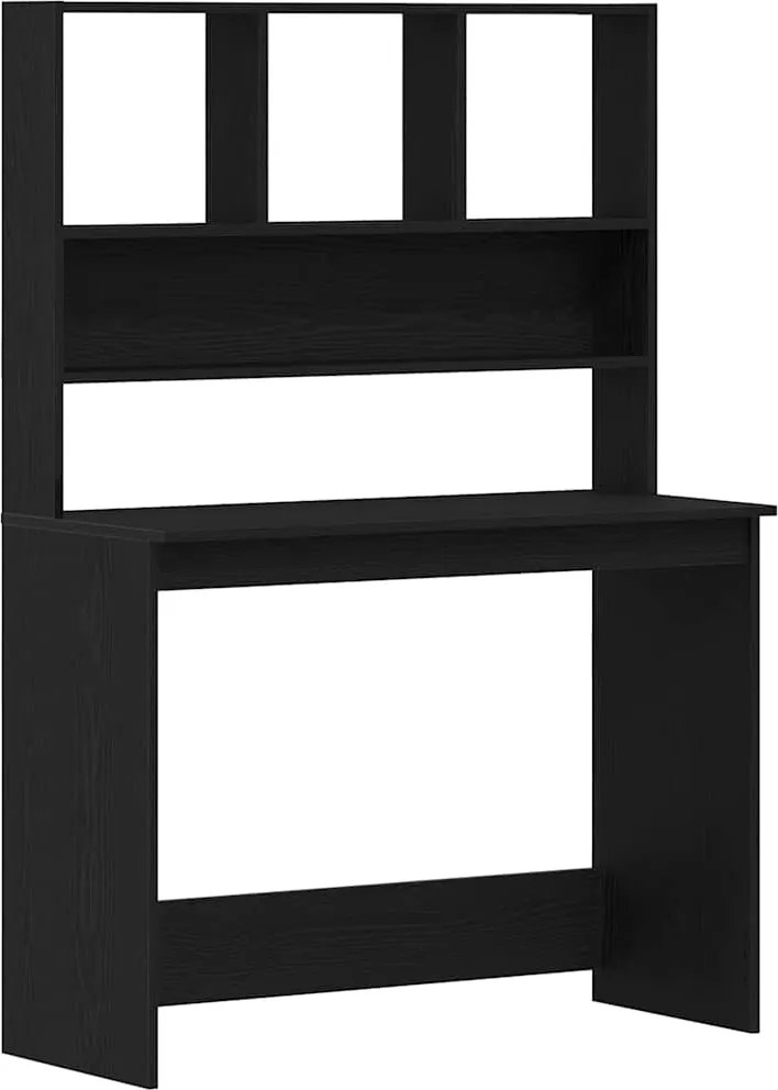 vidaXL Birou cu rafturi, stejar negru, 102x45x148 cm, lemn prelucrat