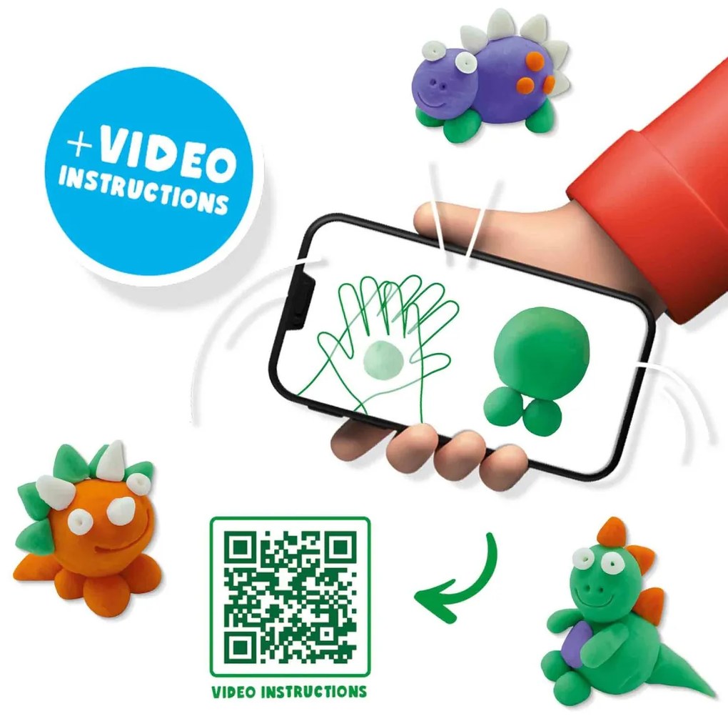 Plastilina colorata vegana FunDo - Dinozauri (3 x 90 gr - 1 x 40 gr)