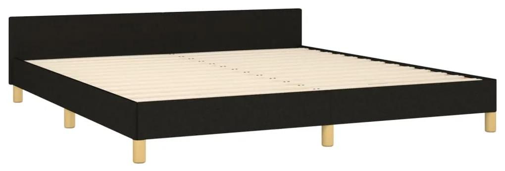 Cadru de pat cu tablie, negru, 180x200 cm, textil Negru, 180 x 200 cm, Design simplu
