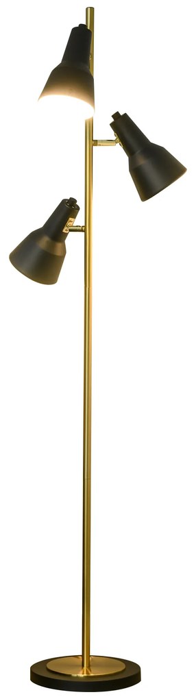 Lampa de podea de 150 cm cu 3 abajururi reglabile, baza rotunda, metal, bronz, 32x32x150 cm HOMCOM | Aosom RO