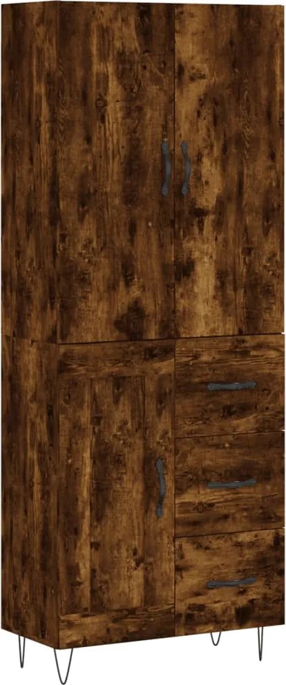 vidaXL Dulap înalt, stejar fumuriu, 69,5x34x180, lemn compozit