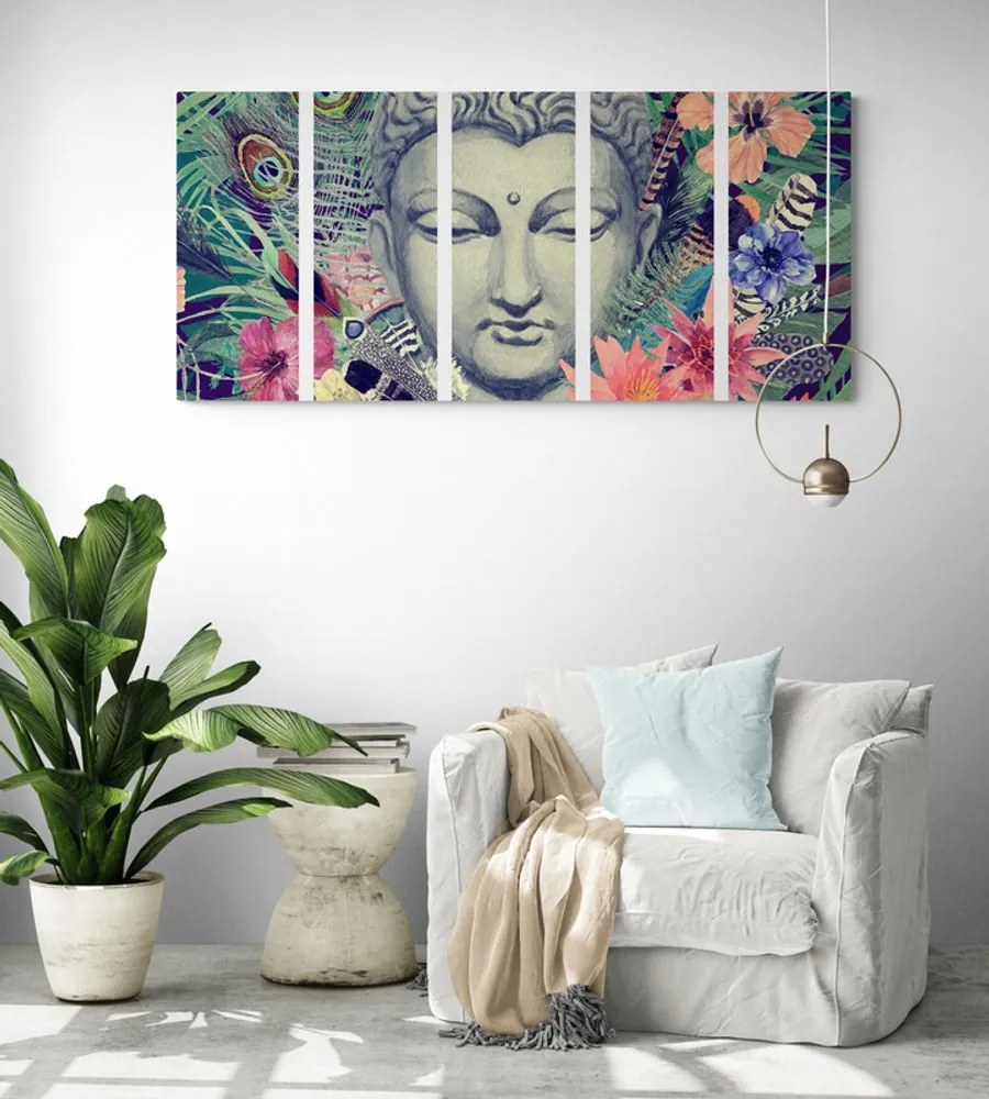 Tablou 5-piese Buddha pe fundalul exotic