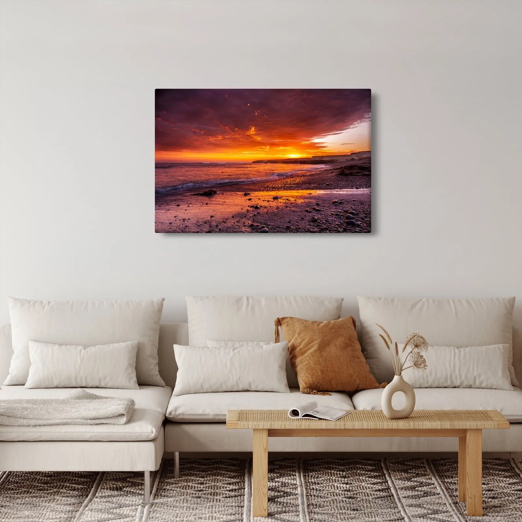 Tablou cu apus de soare la mare (90x60 cm)