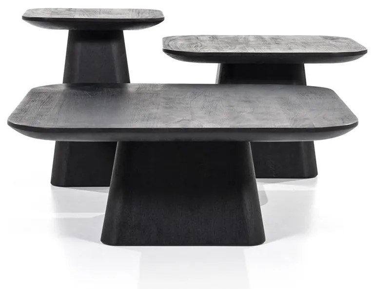 Masuta cafea din lemn de mango Aron 80x80 cm neagra