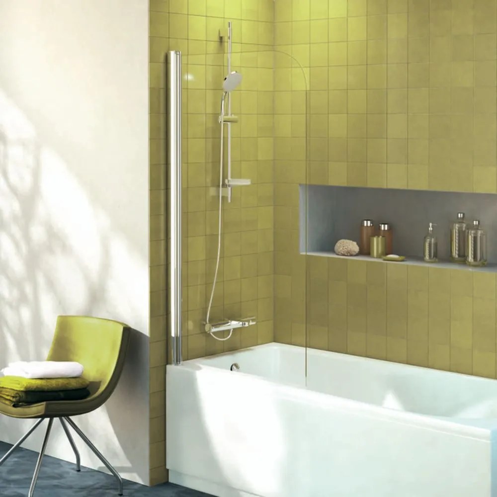 Paravan cada, 80x140 cm, silver bright   sticla transparenta