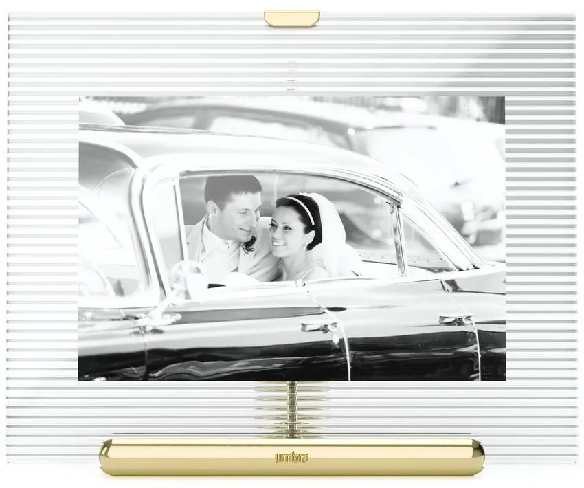 Ramă foto aurie cu picior de susținere din sticlă 16x20 cm Flute – Umbra