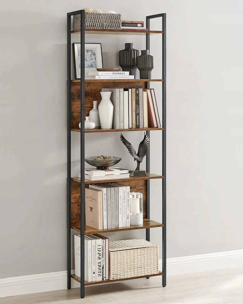 Biblioteca TAYLOR 6 rafturi 186x60cm, rustic maro