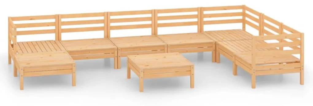 3082989 vidaXL Set mobilier de grădină, 9 piese, lemn masiv de pin