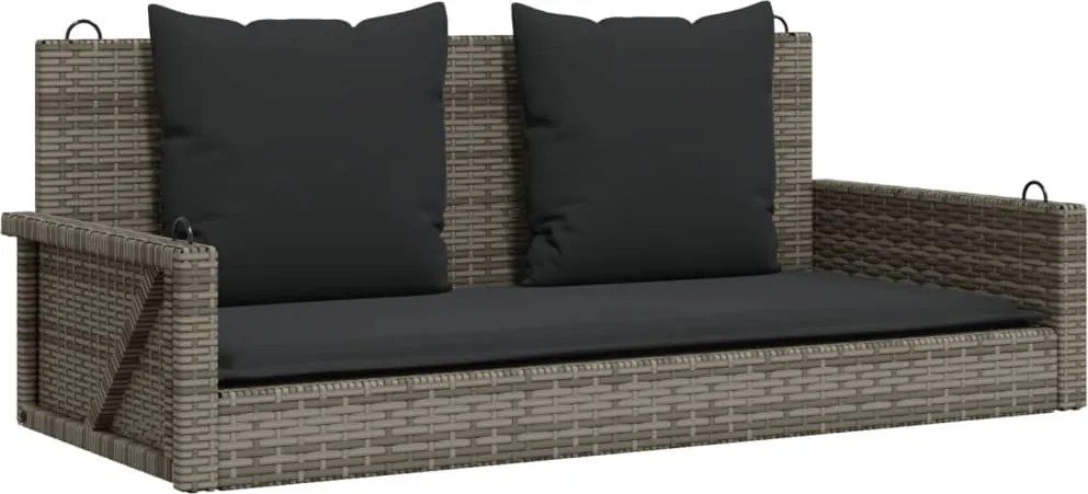 vidaXL Bancă de balansoar cu perne, gri, 119x56x48 cm, poliratan