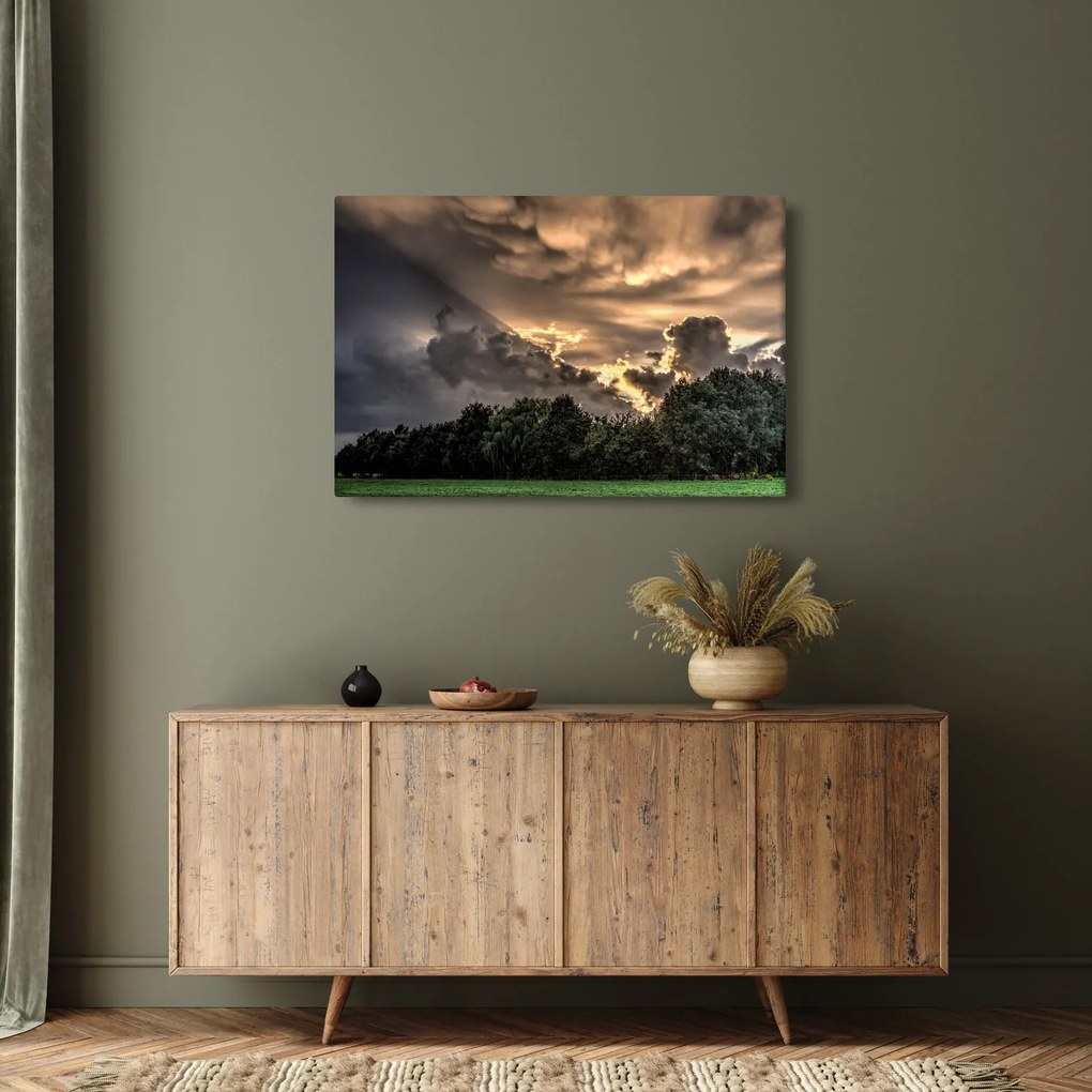 Tablou cu nori și pădure (90x60 cm)