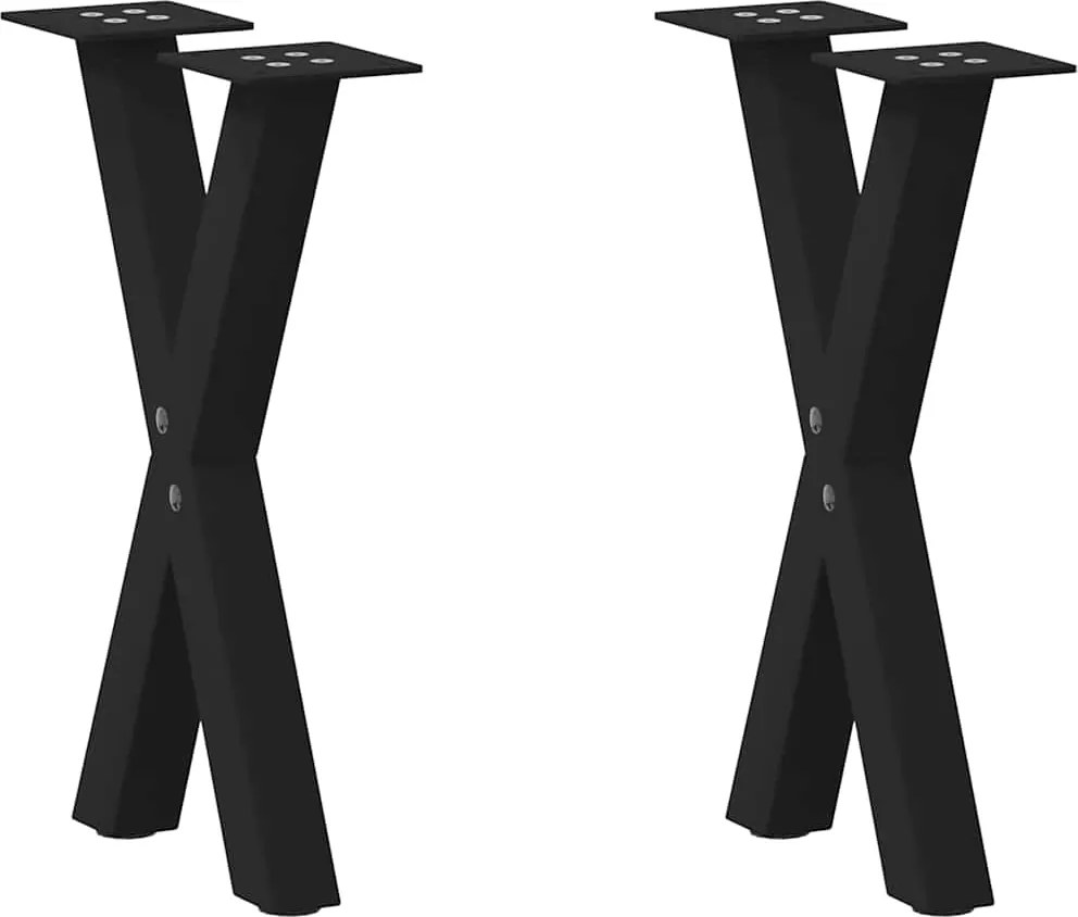 vidaXL Picioare pentru măsuță de cafea în formă de X, 2 buc., negru, 38x(42-43) cm, oțel