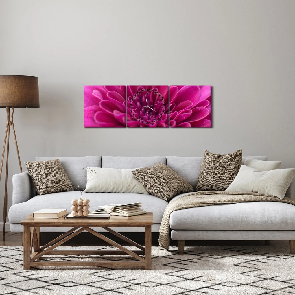 Tablou cu floare (cu ceas) (90x30 cm)
