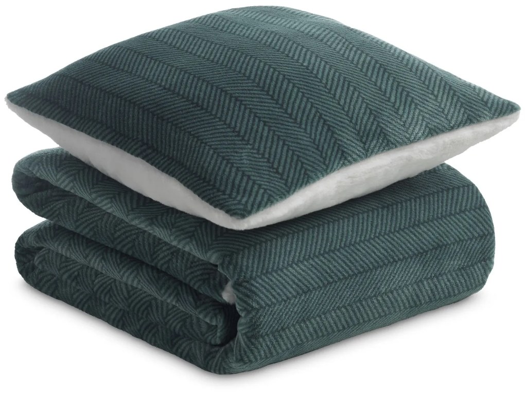 Set Pernă și Pătură Warm Hug 130x190 cm verde/verde iceberg