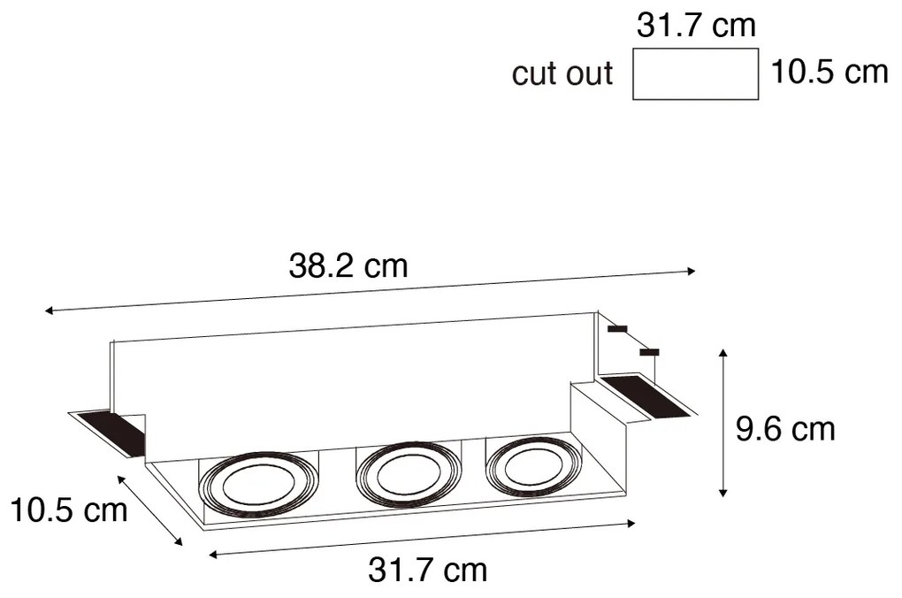 Spot integrat alb GU10 AR70 fara rama 3 lumini - Oneon