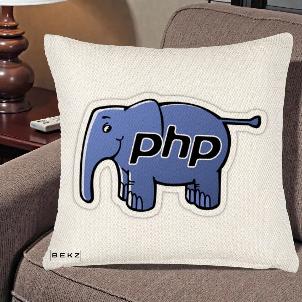 Perna Personalizata PHP Elephant, 40x40 cm, Crem Reliefat, Husa Detasabila, Perna Inclusa, BEKZ®