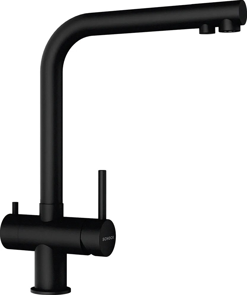 Baterie bucatarie Schock Vitus Cristadur Puro, 3 cai, aspect granit, cartus ceramic, negru intens
