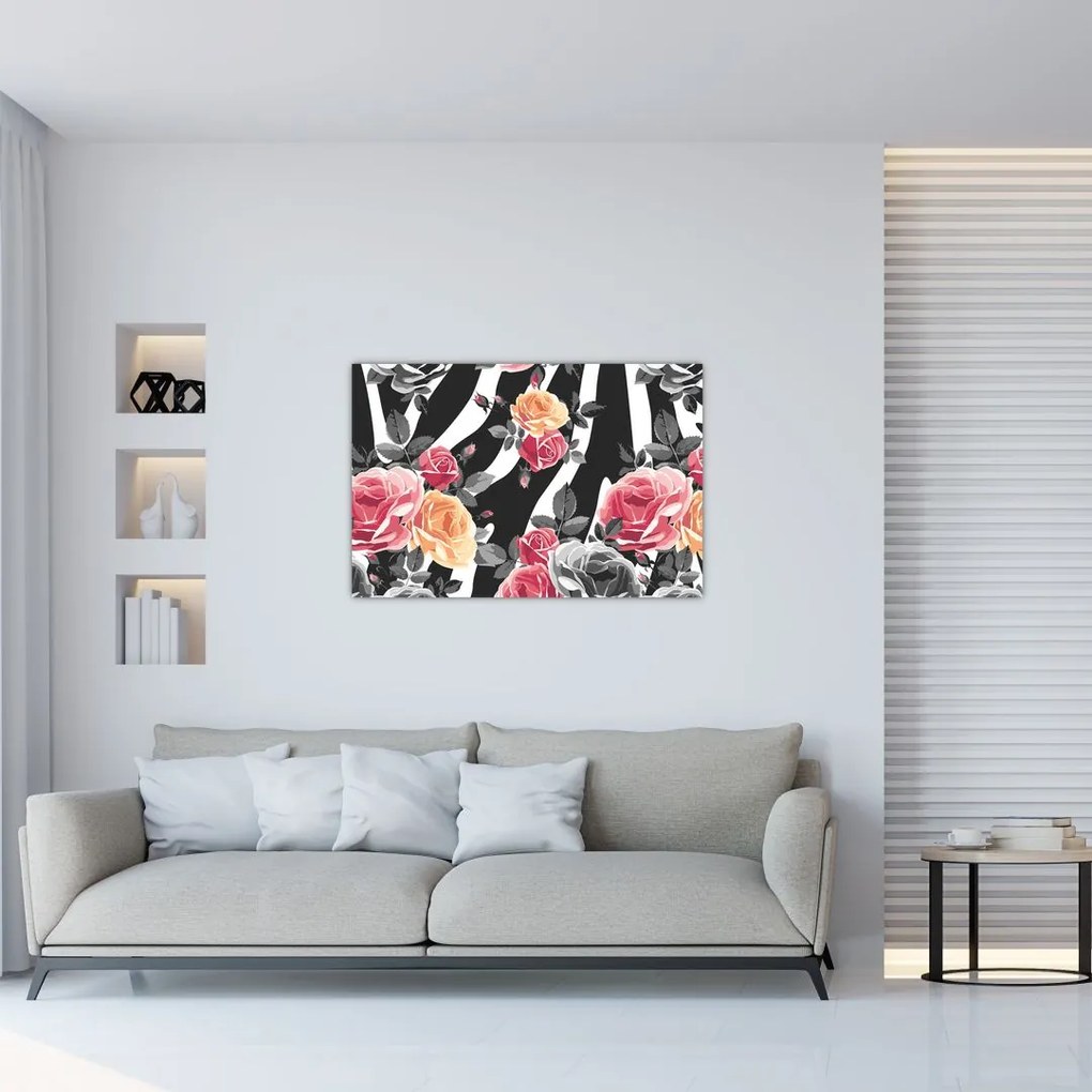 Tablou cu trandafiri înfloriți (90x60 cm)