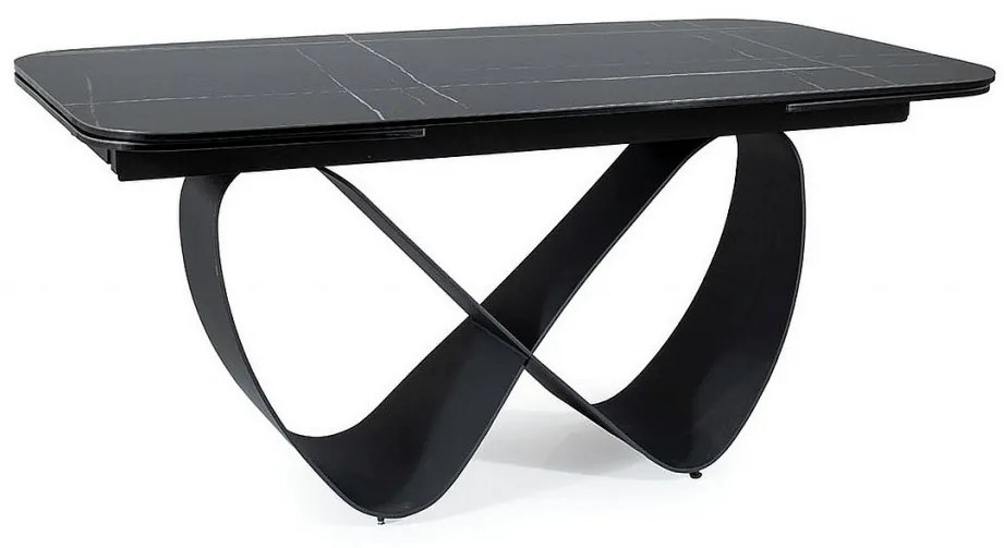 Set masa extensibila Infinity Ceramic negru/negru mat - L160-240 cm + 3 scaune Cherry piele olive + 2 scaune Cherry piele gri