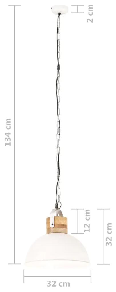 Lampa suspendata industriala alb 32 cm lemn mango E27 rotund Alb, 32 cm, 1, 1