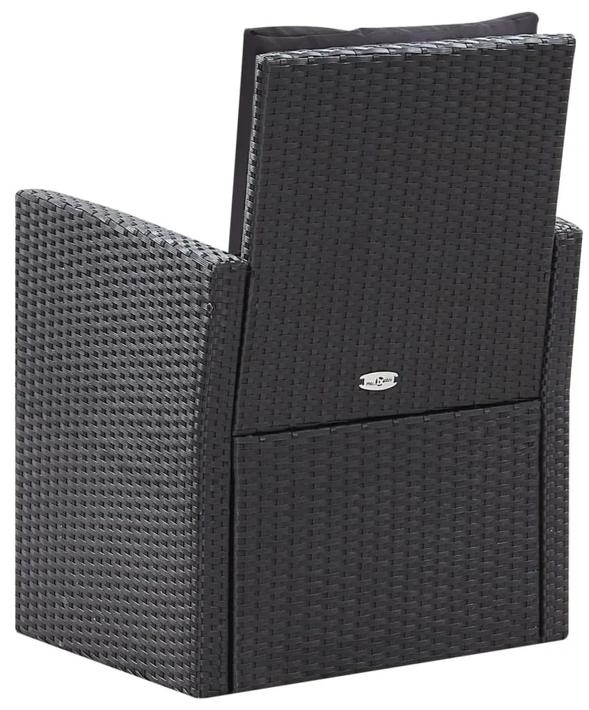 Set mobilier de gradina cu perne, 6 piese, negru, poliratan