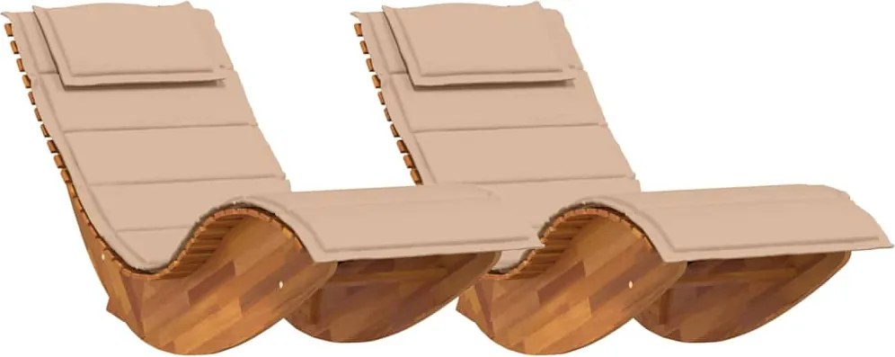 vidaXL Șezlong cu pernă 2-persoană 2 pcs Maro Lemn Solid de Acacia