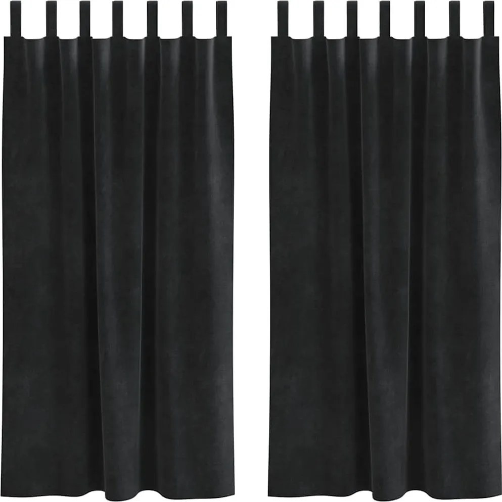 vidaXL Perdele opace 2 pcs Negru 140 x 175 cm Catifea