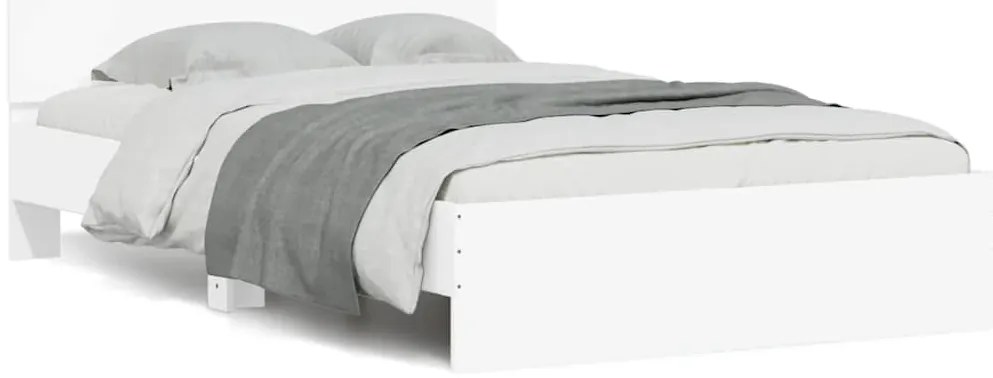 vidaXL Cadru de pat cu tăblie și LED, alb, 140x190 cm