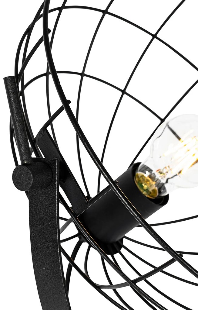 Lampă de podea industrială neagră 35 cm reglabilă - Hanze