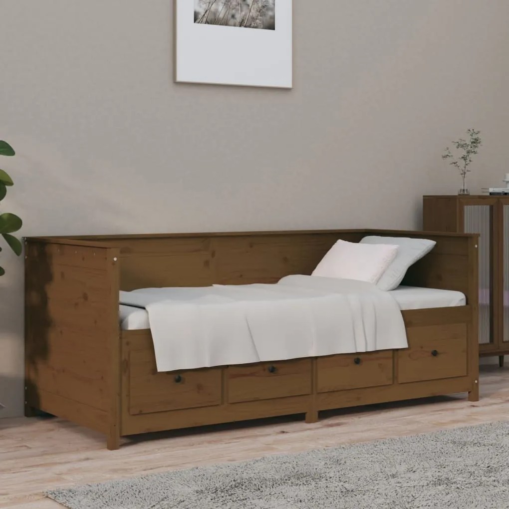 820914 vidaXL Pat de zi, maro miere, 90x190 cm, lemn masiv de pin