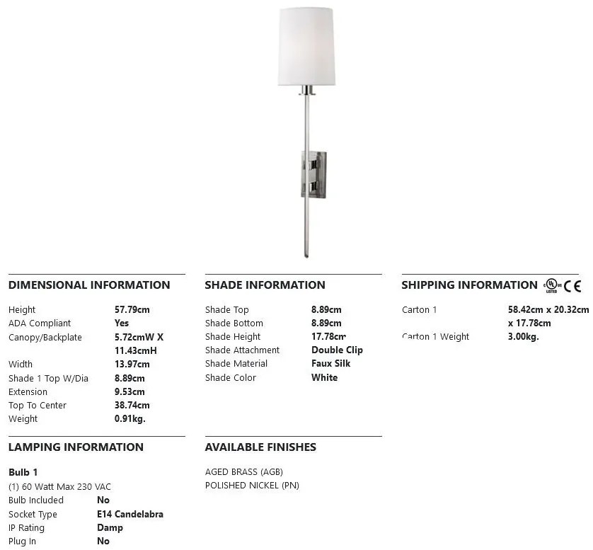 Aplica de perete design clasic FREDONIA nichel lucios