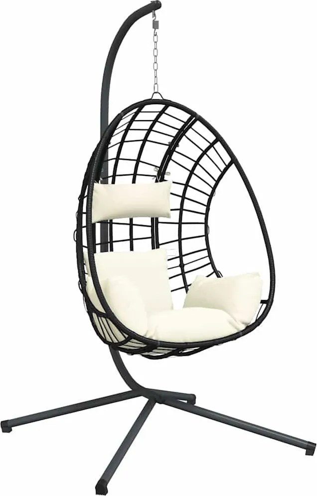 vidaXL Scaun suspendat tip ou, cu suport, bej, ratan și oțel