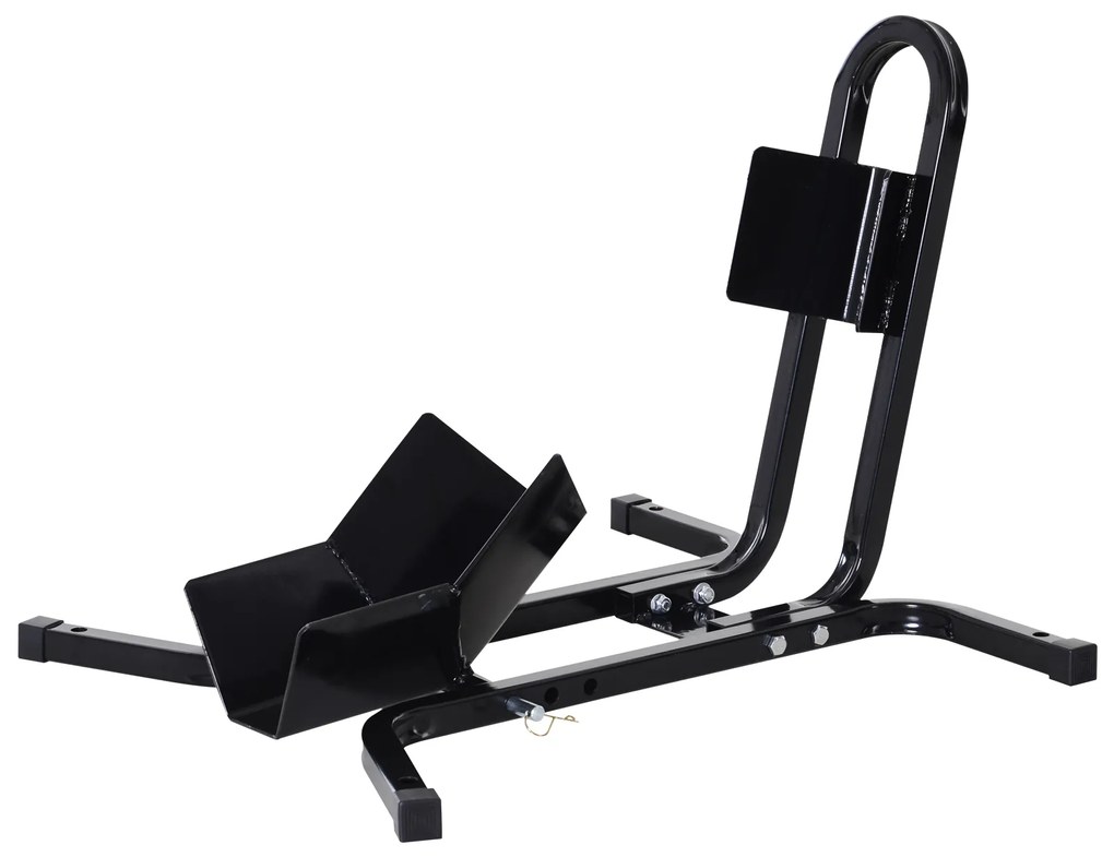 HOMCOM Suport pentru Motocicletă Reglabil pe 3 Nivele, Sistem de Blocare Roți Motocicletă în Metal cu Găuri, 60x55x43 cm, Negru