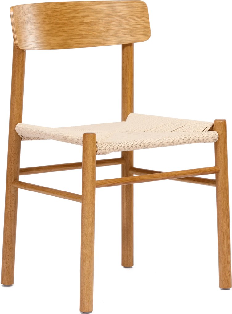 MAZZONI EXPORT LIAM Șnur Kraft/cadru Stejar Natural - SCAUN DIN LEMN ÎMPLETIT PENTRU LIVING SUFRAGERIE BUCĂTĂRIE MODERN CLASSIC BOHO