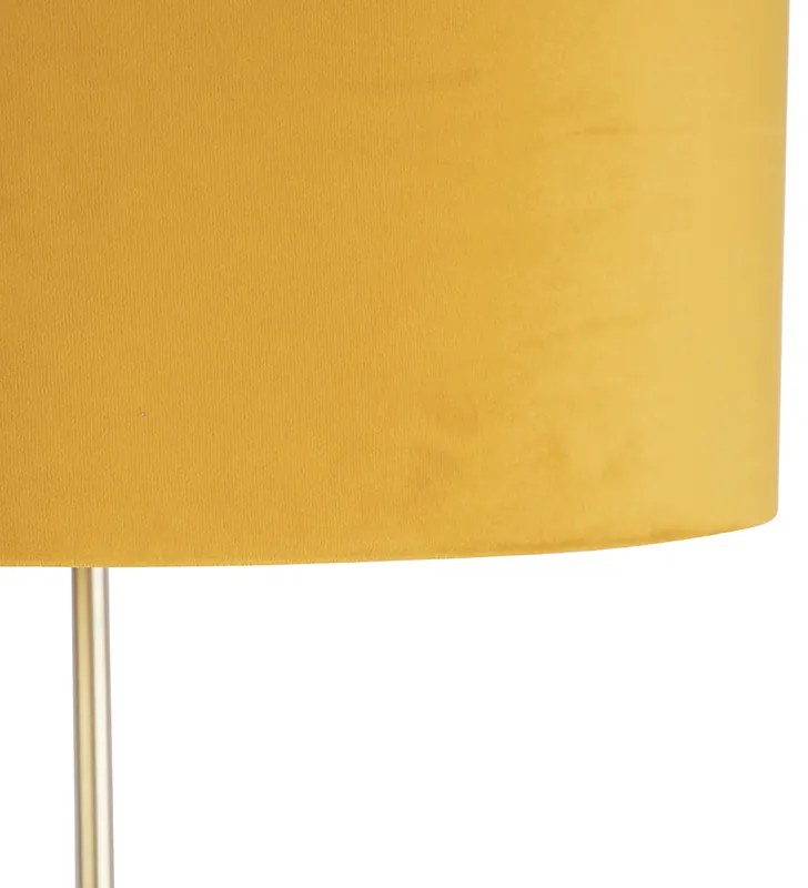 Lampă de podea auriu / alamă cu abajur de catifea galben 40/40 cm - Parte