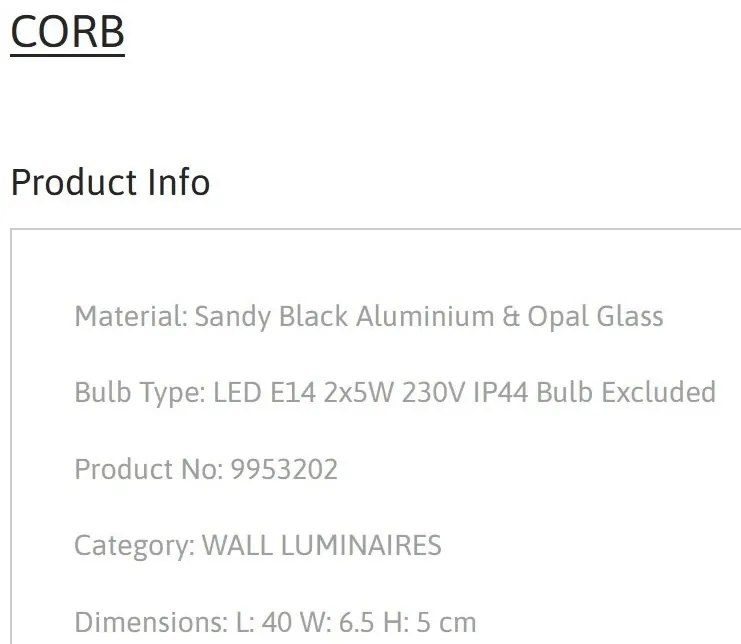 Aplica pentru perete baie IP44 CORB