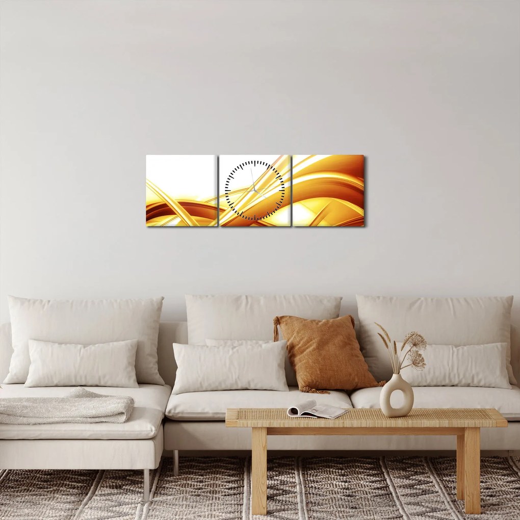 Tablou - Abstrac galben (cu ceas) (90x30 cm)